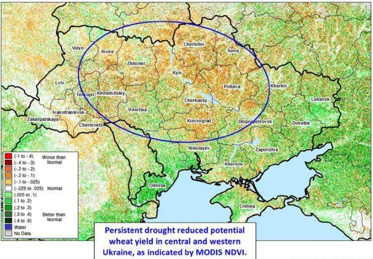 Búza Ukrajnában: tartós szárazság csökkenti a talaj nedvességét és a hozam kilátásait Ukrajna 2017/18 év búza termelését 24,0 millió metrikus tonnára becsülték, ami 1,0 millió csökkenés a múlt