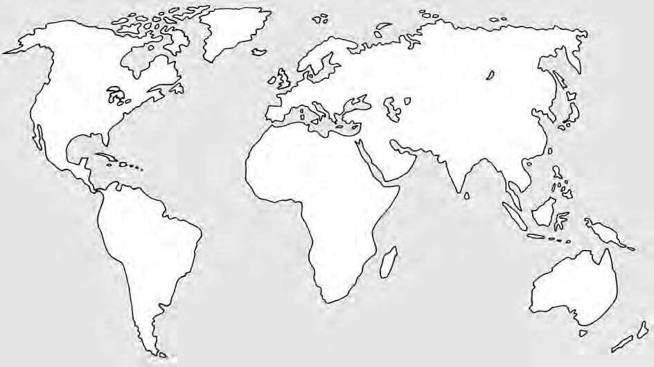 II./B témazáró feladatlap 1. a) Írd be a térképvázlatba a XVI. században már ismert földrészek nevét! b) Rajzold be a térképvázlatba Kolumbusz útját!