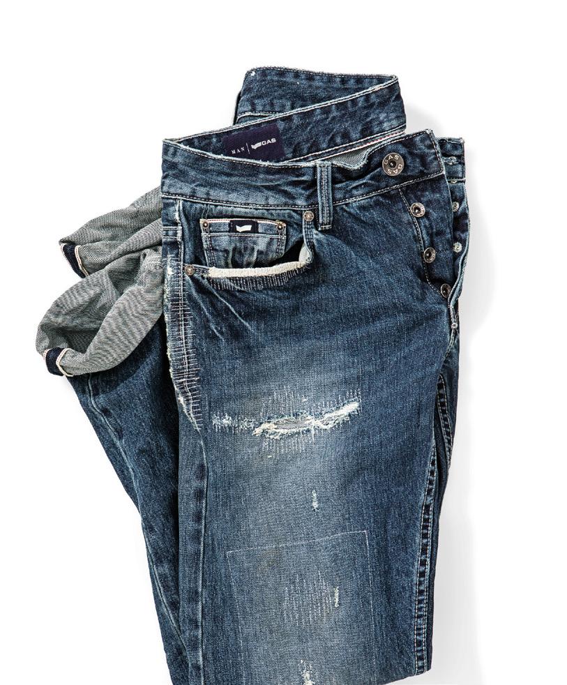 A selvage denim színezett, eldolgozatlan szélű anyag, a denim