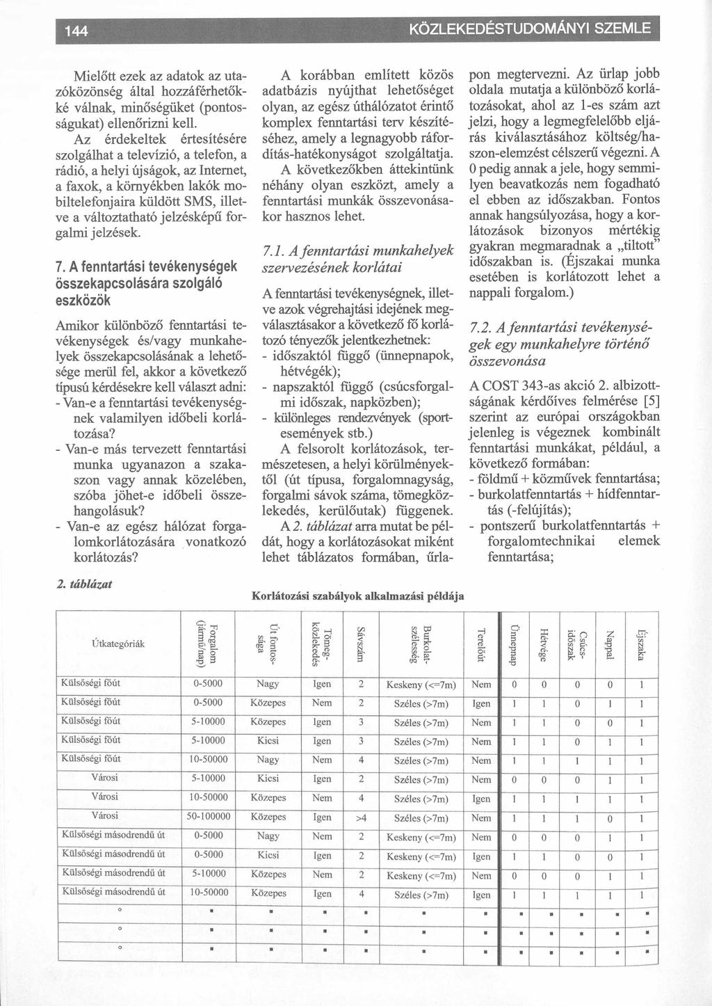 144 KÖZLEKEDÉSTUDOMÁNYI SZEMLE Mielőtt ezek az adatok az utazóközönség által hozzáférhetőkké válnak, minőségüket (pontosságukat) ellenőrizni kell.
