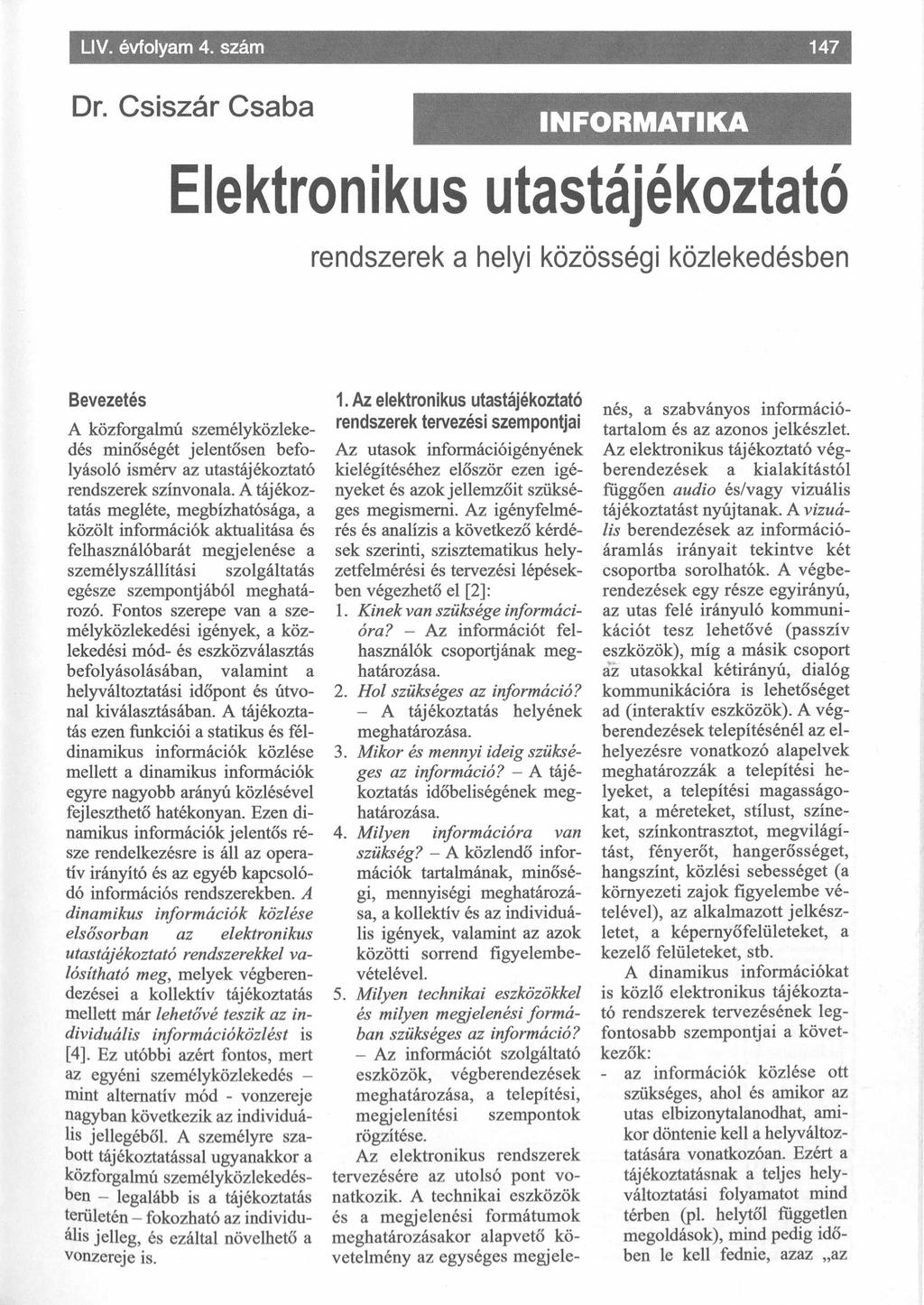 LIV. évfolyam 4. szám Dr.
