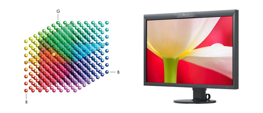 Az LCD monitoroknál a fényerőfokozat a képjelnek és a vörös-zöld-kék (additív) színkeverék viszonyainak megfelelően, modulról modulra egyedileg változik.