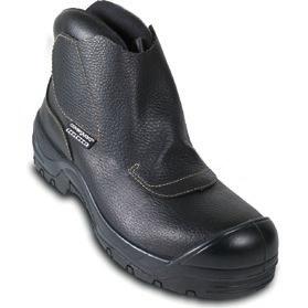 QUADRUFITE BAKANCS (S3 SRA HRO) Vízlepergető, lángálló Kevlar fekete varratok bőr bakancs hegesztési munkálatokhoz tépőzárral könnyű kompozit ellátott műanyag széles bőr lábujjvédő lábfejvédő (CK)