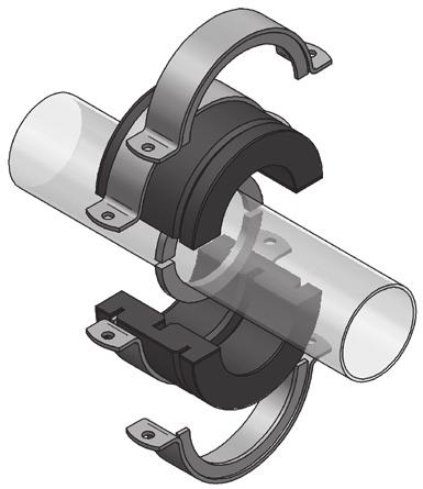 Hűtési fixpont F axial F radial Hűtési fixpont Kivitel/szerelés: Műszaki adatok: Alkalmazás: Acél hűtési vezetékekhez használható Szigetelő betét hűtőbetétes fixpont Anyag: PU (előoldali kassírozott