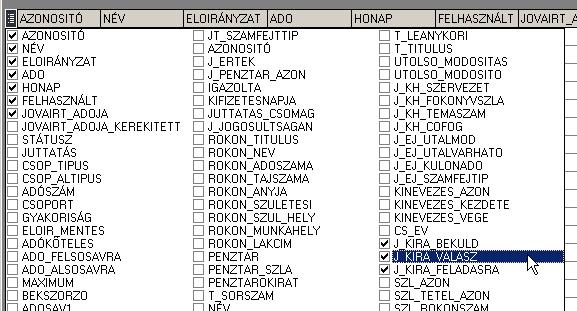 listázzuk a juttatási tételeket, majd válasszuk ki