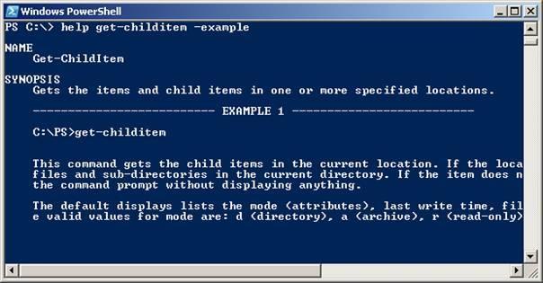help Get-ChildItem example Ekkor