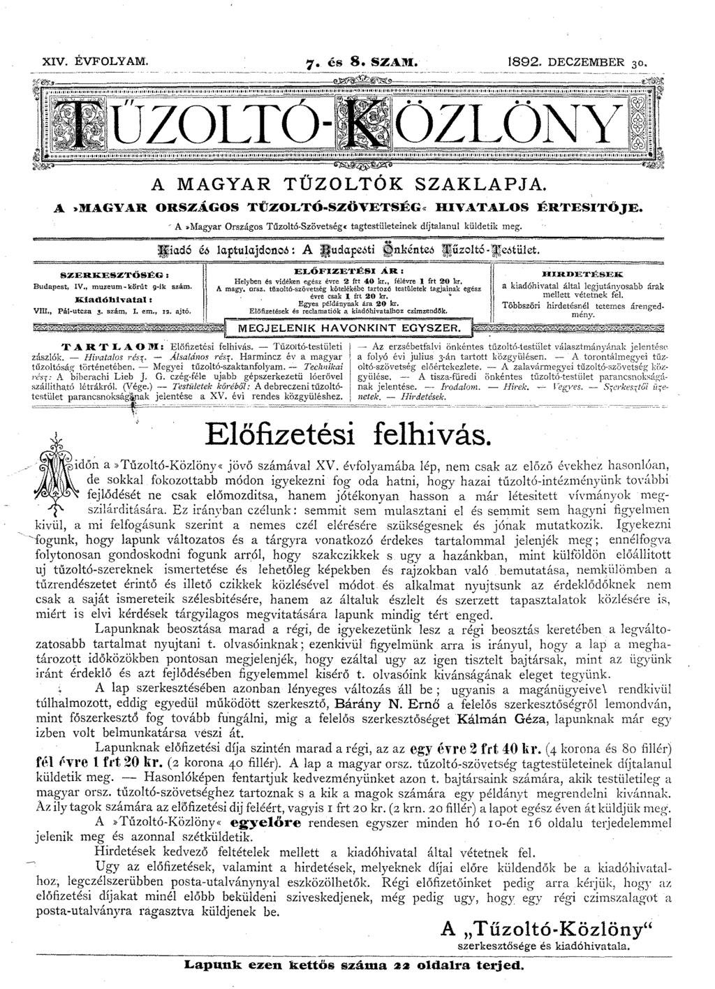 XIV. ÉVFOLYAM. 7. és 8. SZAM. 1892. DECZEMBER 30. W'~ ~~~ ~ Ji l'iiii~lllllllltllll'iii~i'"i_-;j;~;"-i;-li~j.!..:~:i"_"li1111:iiiiiu~i'i.i_"ii~i~iiii.:!..!!~~_~i_~llltlllllt.!li'iiili'li1"u.