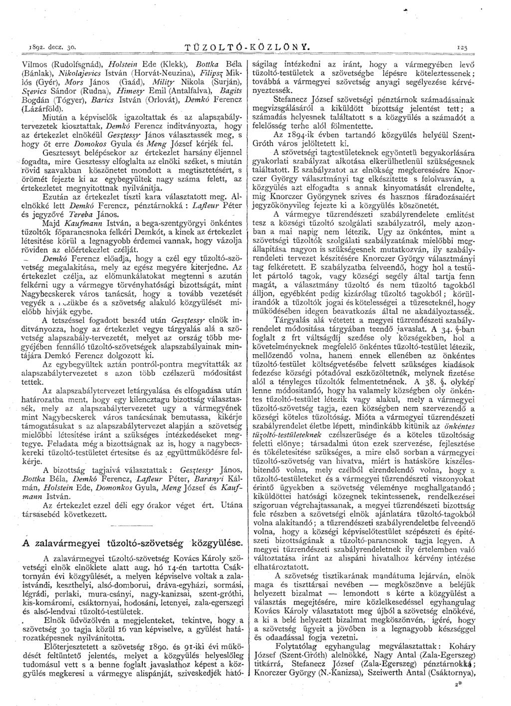 1892. decz. 30. TŰZOLTÓ-KOZLON Y.