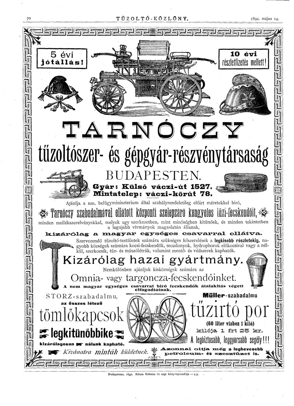 7 T Ű ZOL T Ó - K O Z L O N Y. 1892.