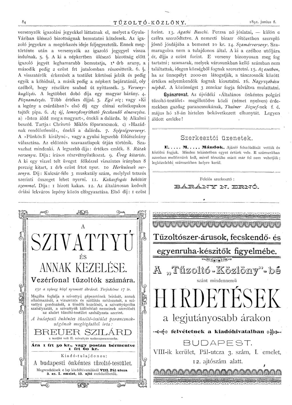 T Ű ZOL T Ó - KÖZ L Ö N Y. 18 9 2. junius 8.
