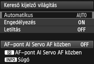 3 AF-funkciók testreszabása Kereső kijelző világítás Beállítható, hogy az élesség sikeres beállításának elérésekor az AFpontok és a rács vörösen világítsanak a keresőben.