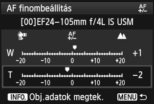 A <5> tárcsa forgatásával állítsa be a kívánt értéket, majd nyomja meg a <0> gombot. A beállítás ±20 lépésnyi tartományban módosítható.