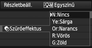 3 Képstílus testreszabása V Fekete-fehér képek beállítása Fekete-fehér fényképek készítése esetén az előző oldalon leírt [Képélesség] és a [Kontraszt] beállítás mellett a [Szűrőeffektus] és a