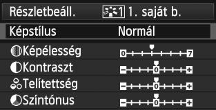 3 Képstílus tárolása Kiválaszthat egy alap képstílust, például a [Portré] vagy [Tájkép], igény szerint beállíthatja a paramétereit, és [1. saját b.], [2. saját b.] vagy [3. saját b.] néven regisztrálhatja ezeket.