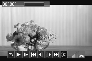 X A videó első és utolsó jelenetének szerkesztése Lehetőség van a videó első és utolsó jelenetének kivágására 1 másodperces lépésekben. 1 A videolejátszás képernyőn válassza ki a [X] opciót.