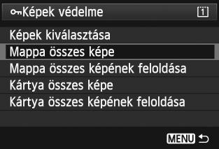 J Képek védelme 3 Lássa el védelemmel a képet. A <5> tárcsa elfordításával válassza ki a védeni kívánt képet, majd nyomja meg a <0> gombot.