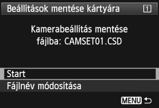 Ez akkor hasznos, ha másik EOS-1D X vázról szeretné áttölteni a fényképezőgép-beállításokat, és azzal azonos módon szeretné használni a fényképezőgépet.