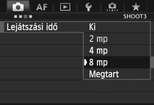 Kikapcsolás után az exponáló vagy bármely más gomb megnyomásával újra bekapcsolhatja a fényképezőgépet. 1 2 Válassza az [Autom kikapcs.] lehetőséget. A [52] lapon válassza ki az [Autom kikapcs.