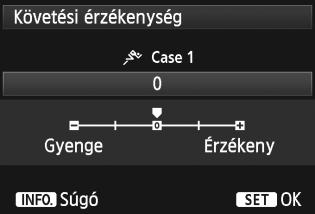 3 Az AI Servo AF jellemzőinek kiválasztása (adott témának megfelelően) A paraméterekről Követési érzékenység A témakövetési érzékenység értékét állítja be AI Servo AF módban arra az esetre, ha