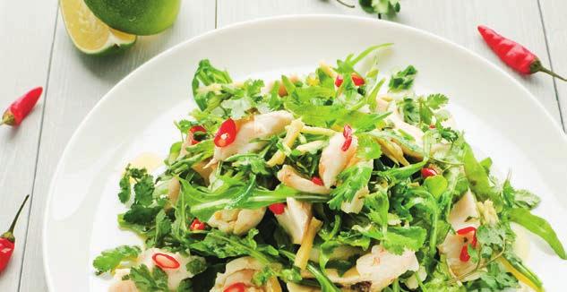 Ceasar, ezersziget, francia vagy joghurt öntet 50 ml/zacskó Hozzávalók 2 személyre: 20 dkg Metro Chef Ruccola 80 dkg ördöghal farok friss chili friss bazsalikom Eisberg