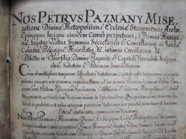 Obr.č. 1: Pázmányova vizitácia 1629 (Archív Biskupského úradu v Spišskej Kapitule) 2.