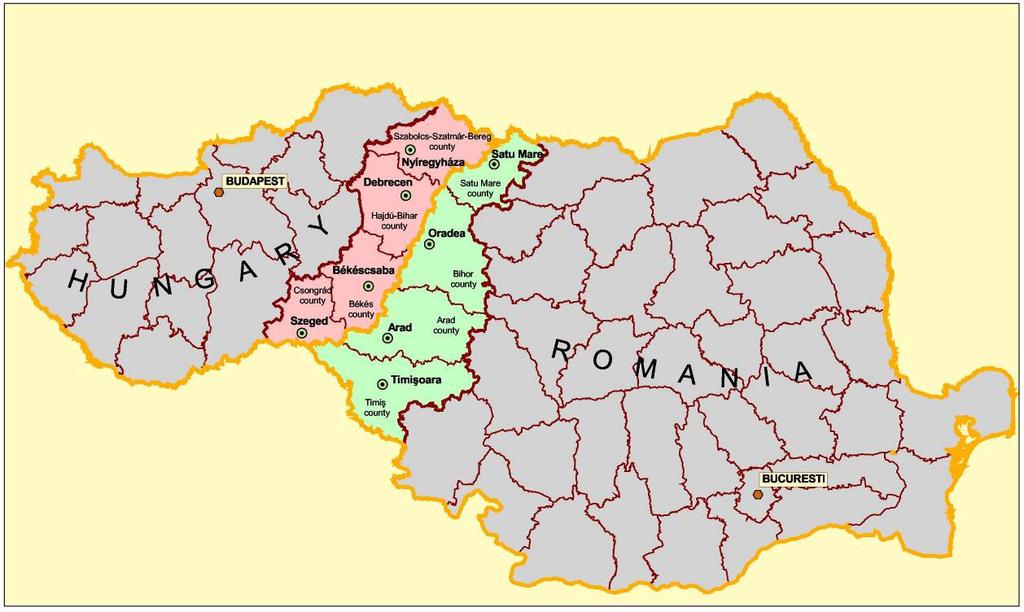 II. Analiza zonei programului 2.1 Descrierea zonei programului 2.1.1 Suprafaţă şi populaţie Zona de frontieră eligibilă cuprinde partea de sud-est şi est a Ungariei şi părţile de nord-vest şi vest ale României.