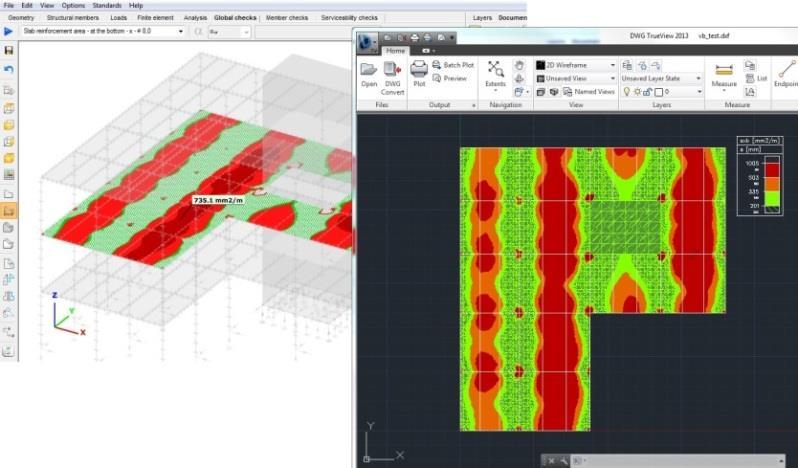 5.2 VASMENNYISÉG SZÁMÍTÁS EXPORTÁLÁSA AUTOCAD SZÁMÁRA C O N S T E E L 1 1 Ú J D O N S Á G O K Az új funkciónak köszönhetően, vasbeton födémek esetén, a szükséges vasmennyiség számítás eredményei