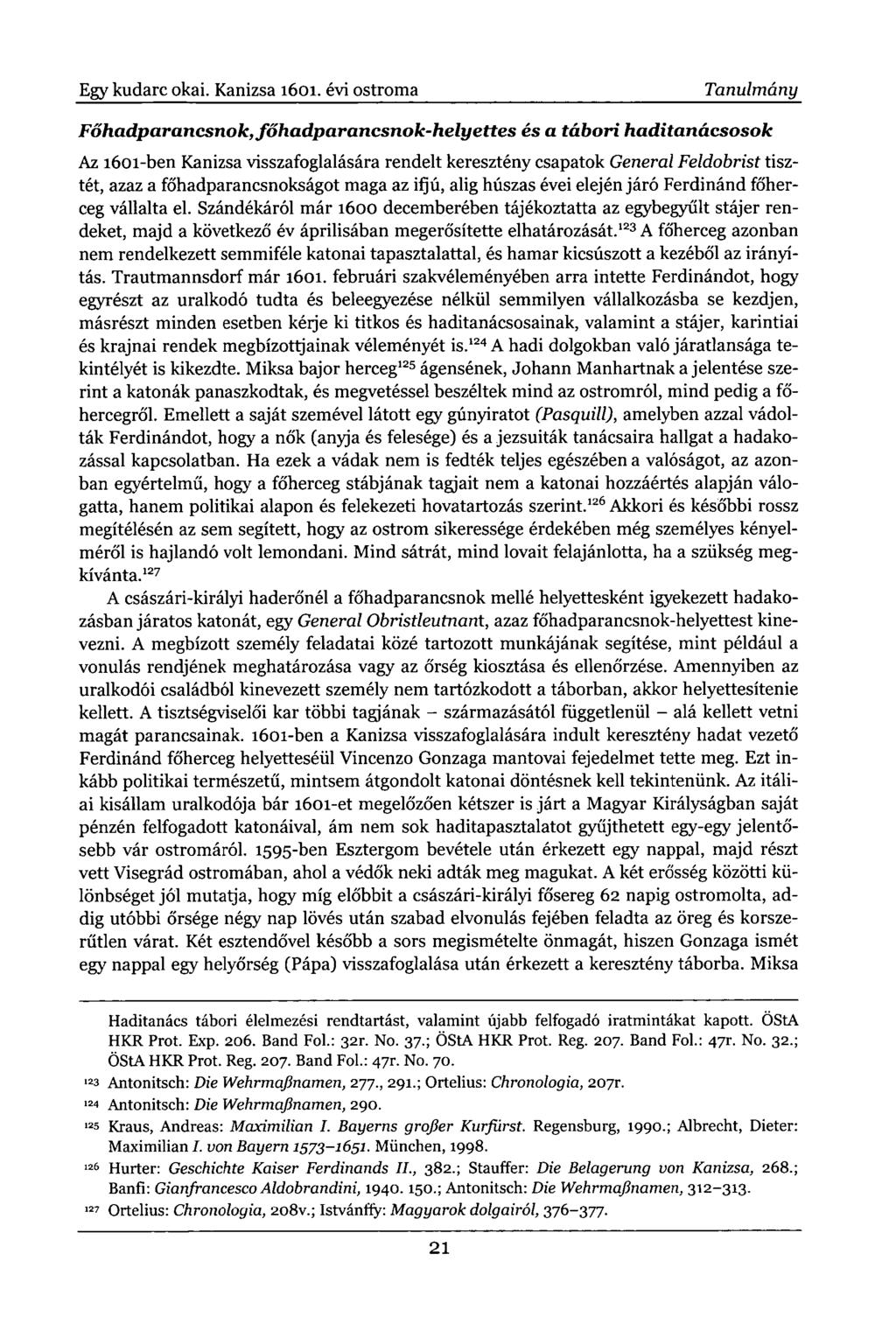 Egy kudarc okai. Kanizsa 1601.