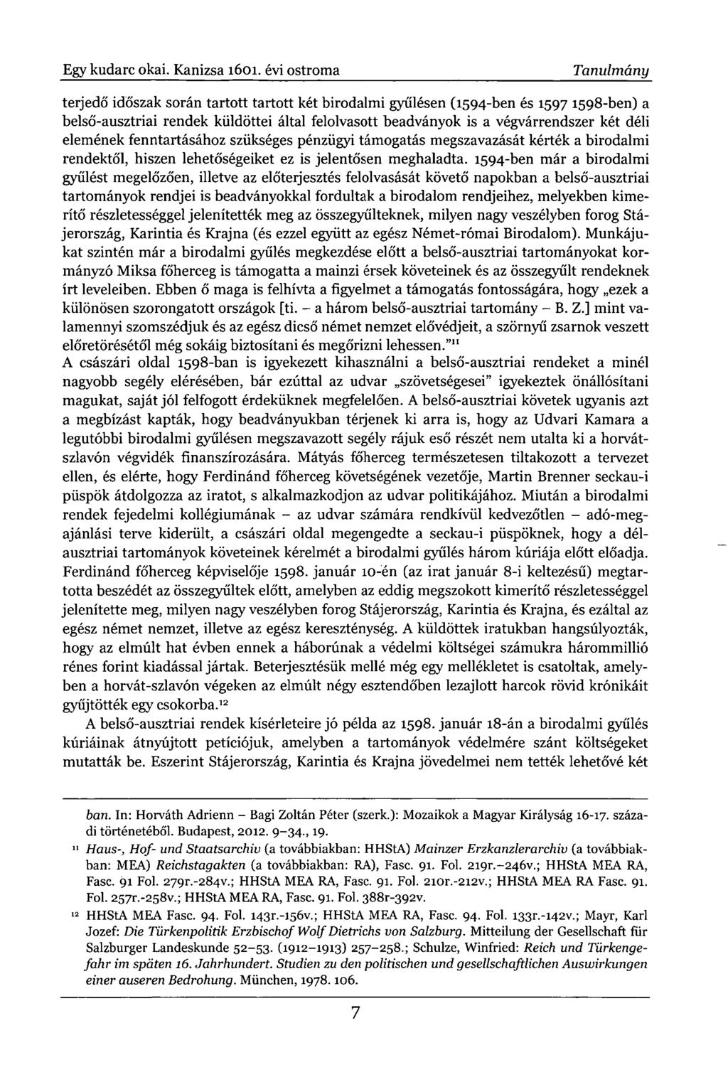 Egy kudarc okai. Kanizsa 1601.