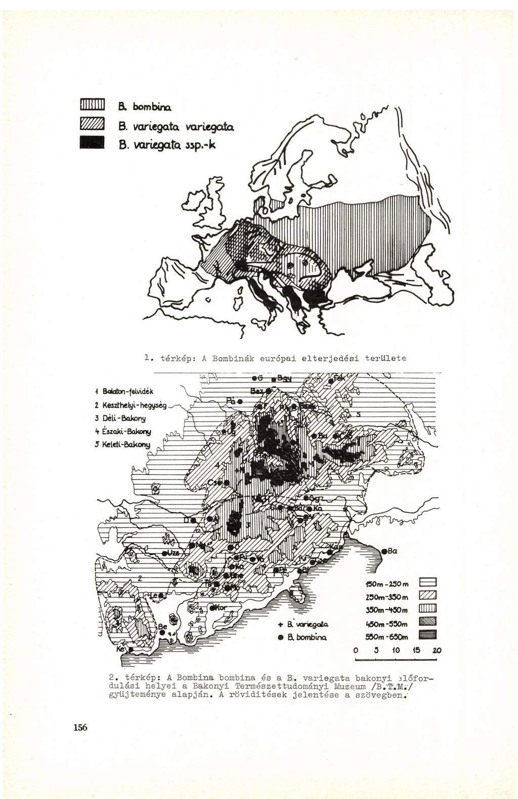 1. térkép: A Bombinák európai elterjedési területe 2. térkép: A Bombina. bombina és a B.