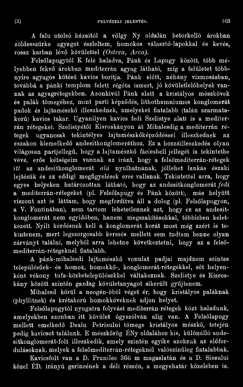 Felsőlapugytól K felé haladva, Pánk és Lapugy között, több mélyebben fekvő árokban mediterrán agyag látható, míg a felületet többnyire agyagos kötésű kavics borítja.