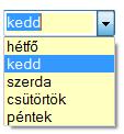 A lenyíló (DropDown) kombinált lista (ez az alapértelmezés) működése annyiban tér el az egyszerű kombinált listától, hogy listaablak nem jelenik meg automatikusan.
