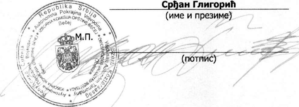 члану 40. став 6. Закона о локалним изборима ( Сл. гласник РС", бр. 129/2007, 34/2010 одлука УС и 54/2011), донела одлуку као у изреци решења.