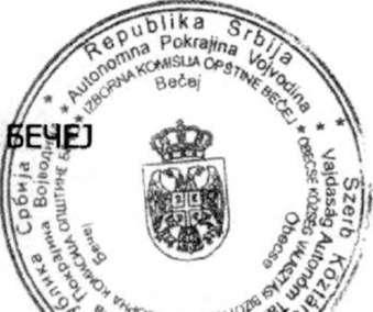 Ha основу 28 став 8 Закона о локалним изборима ( Сл.гласник РС", број 129/2007, 34/2010-0длука УС и 54/2011) и 9 став 1 тачка 14 Пословника о раду Изборне комисије општине Бечеј ( Сл.