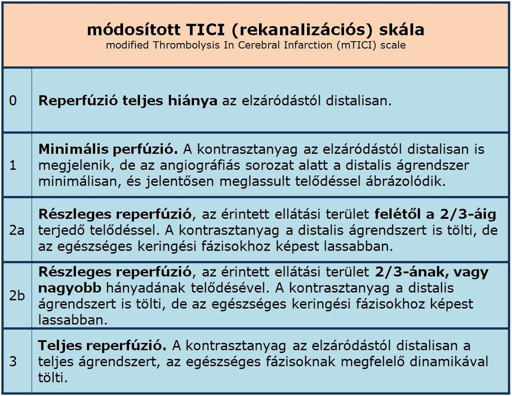 ... mtici rekanalizációs skála: A módszer a thrombectomia után végzett DSA