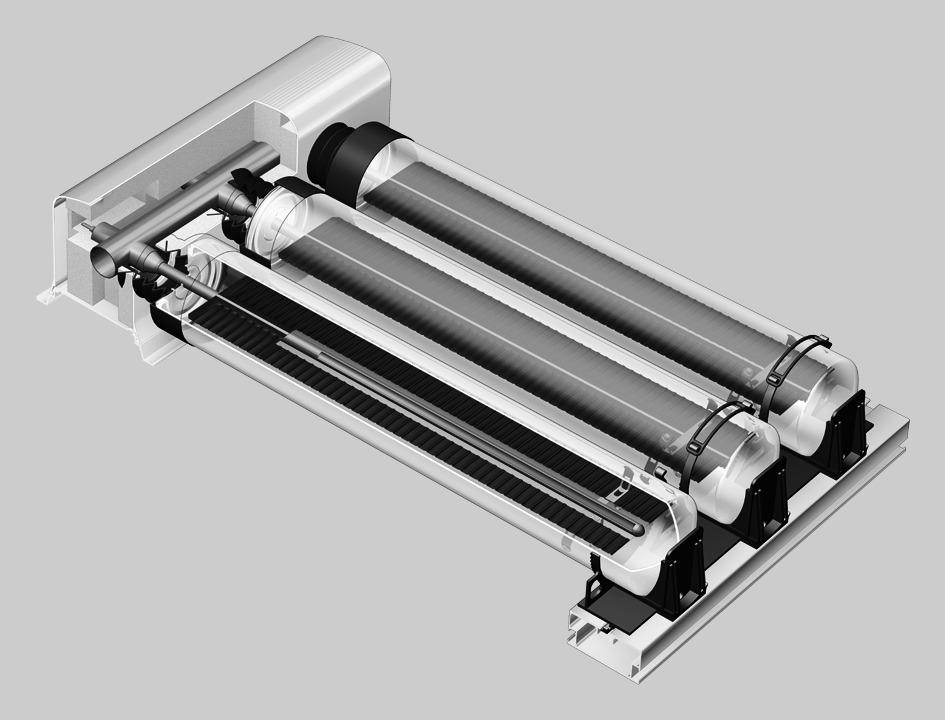 Termékleírás A C D E F A alumínium burkolat B hőcserélő C kondenzátor D abszorber E hőcső (heatpipe) F légmentes üvegcső B A Vitosol 200-TM, SPEA típusú vákuumcsöves kollektorok a következő