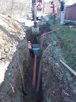 bucată stație de pompare modernizată și extinsă, 3 stații de pompare modernizate, 4 subtraversări de pârâuri, 6 subtraversări de drum național DN13A.