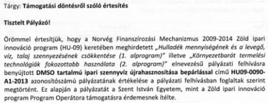 A pályázati projekt végső formája: 2014. Június 11.