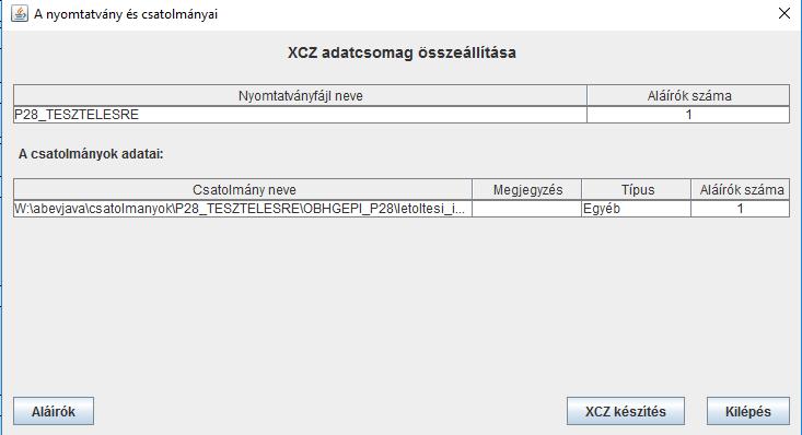 megnyitja azt a könyvtárat, ahol a kész XCZ szerepel, amelyet