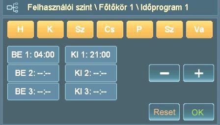 7.3 Idıprogram beállításai SY-07-03-00-00-01-BAHU Csak idıprogramban megadott idıben lehet a főtıköröket ill. a töltıszivattyúkat mőködtetni.