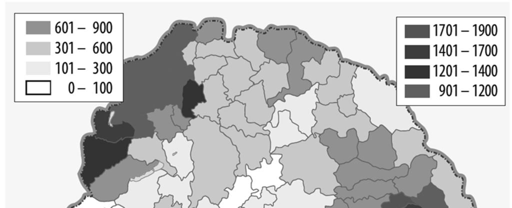 15. Die Aufgabe bezieht sich auf Ungarn im 18. Jahrhundert. (lang) Bitte zeigen Sie mit Hilfe der Quellen und Ihrer Kenntnisse die demografischen Veränderungen in Ungarn im 18. Jahrhundert! Verwenden Sie den Geschichtsatlas für Mittelschulen!