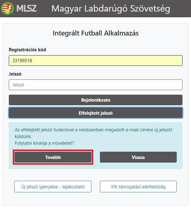 Az regisztrációs kód megadását követően kattintson a bejelentkezési képernyőn megtalálható