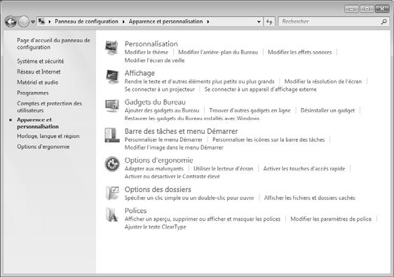 Réglages de l écran sous Windows Vista Mise en service Sous Windows Vista, procédez aux réglages de l écran dans le programme Windows «Personnaliser l apparence et les sons».