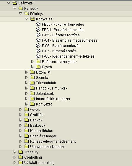 létrehozása SAP Easy Access Másik menü Favoritok SAP Menü Módusz