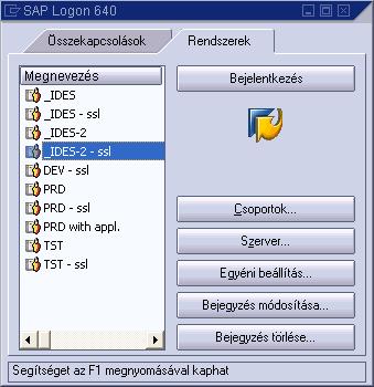 PC megjelenítő eszköz, SAP GUI, Logon A prezentációs réteg: interfész a felhasználók felé, PC-s program, ami felelős SAP adatok megjelenítéséért.