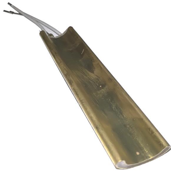 Otthoni felhasználás Hausgeräte Home appliance FL Sárgaréz köpenycsőbe szerelt fűtőszál mikanit szigeteléssel, egyoldali csatlakozási lehetőséggel, C formára préselve.