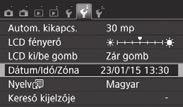 3 A dátum, az idő és az időzóna beállítása A fényképezőgép első alkalommal történő bekapcsolásakor, vagy ha visszaállította a dátumot, az időt vagy az időzónát, megjelenik a dátum/idő/zóna