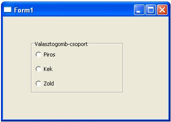 A TRadioGroup (Választógomb-csoport) komponens- Fontosabb