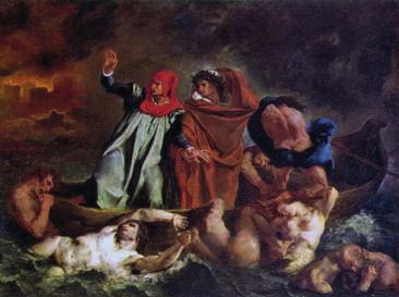 16. Eugène Delacroix: Dante bárkája, 1822, olaj,
