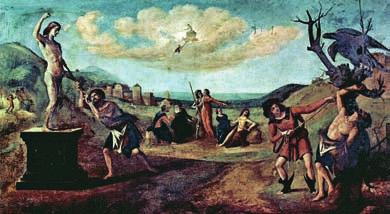 42. Piero di Cosimo: Prométheusz mítosza, 1515, olaj,